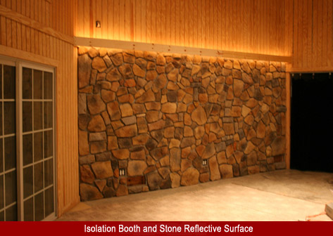 Acoustical Stone Wall Treatment for both shoot off space and additional reflective surface